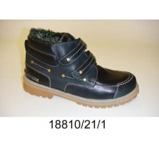 Kids' black leather velcro boots, model 18810-21-1