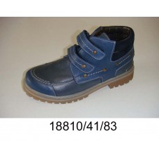 Kids' dark blue leather velcro boots, model 18810-41-83