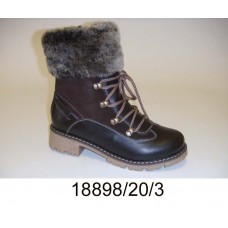 Kids' dark brown leather combat boots, model 18898-20-3