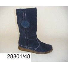Kids' blue leather high boots, model 28801-48