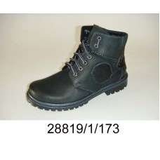 Kids' black leather laced boots, model 28819-1-173
