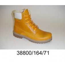 Kids' yellow leather combat boots, model 38800-164-71
