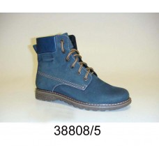 Kids' blue nubuck laced combat boots, model 38808-5