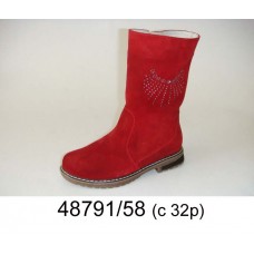 Girls' red suede high boots, model 48791-58