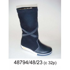 Kids' navy suede high warm boots, model 48794-48-23 
