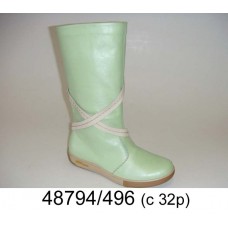 Kids' mint leather high boots, model 48794-496