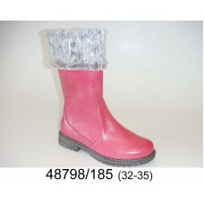Kids' pink leather warm boots, model 48798-185