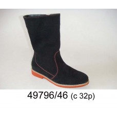 Kids' black suede orange sole boots, model 49796-46