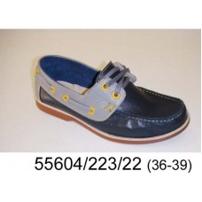Kids' blue-gray leather top-sider, model 55604-223-22