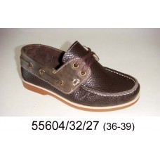 Kids' brown leather top-sider, model 55604-32-27