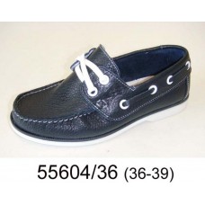 Kids' leather white sole top-sider, model 55604-36