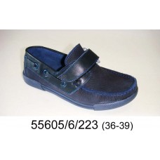 Kids' blue leather velcro top-sider, model 55605-6-223