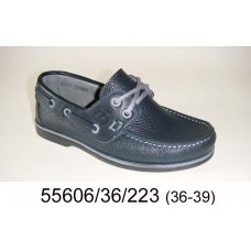 Kids' black leather moccasins, model 55606-36-223