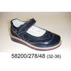 Girls' blue leather shoes, model 58200-278-48