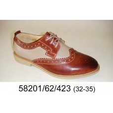 Kids' brown leather two tone oxford shoes, model 58201-62-423
