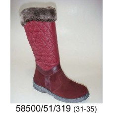 Kids' wine suede high warm boots, model 58500-51-319