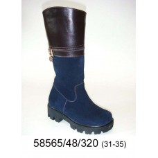 Kids' blue suede high boots, model 58565-48-320