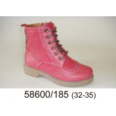 Kids' pink leather laced boots, model 58600-185