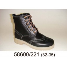 Kids' black leather combat boots, model 58600-221