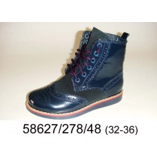 Kids' blue leather laced boots, model 58627-278-48