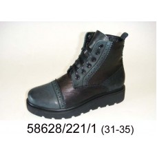 Kids' black leather boots, model 58628-221-1