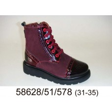 Kids' wine leather boots, model 58628-51-578