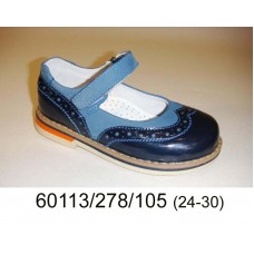 Kids' navy leather shoes, model 60113-278-105