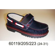 Kids' navy leather velcro shoes, model 60119-205-223