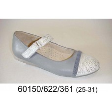 Girls' gray leather velcro shoes, model 60150-622-361