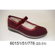 Girls'  red suede velcro shoes, model 60151-51-778