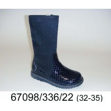 Girls' blue leather high boots, model 67098-336-22