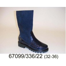 Girls' blue leather boots, model 67099-336-22