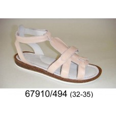 Girls' creme color leather sandals, model 67910-494