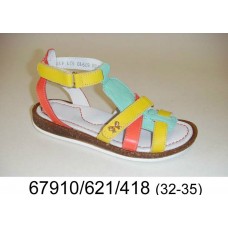 Girls' bright leather sandals, model 67910-621-418