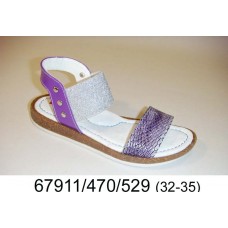 Girls' purple leather sandals, model 67911-470-529