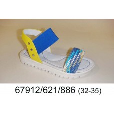Girls' blue leather sandals, model 67912-621-886