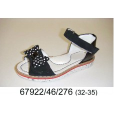Girls' black leather sandals, model 67922-46-276