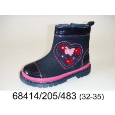 Girls' blue leather boots, model 68414-205-483