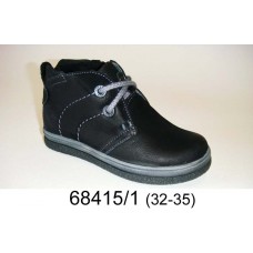 Kids' black leather laced boots, model 68415-1