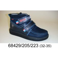Kids' blue leather two velcro boots, model 68429-205-223