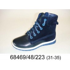 Kids' blue leather laced boots, model 68469-48-223