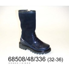 Kids' blue leather high boots, model 68508-48-336 