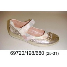 Girls' gold leather shoes, model 69720-198-680