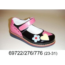 Girls' black leather shoes, model 69722-276-776