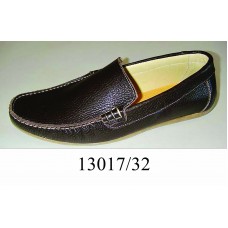 Men's dark brown leather moccasins, model 13017-32