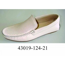 Men's white leather moccasins, model 43019-124-21