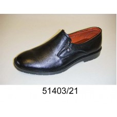 Men's black leather shoes, model 51403-21