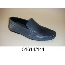 Men's blue-gray leather moccasins, model 51614-141
