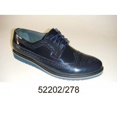 Men's blue leather shoes, model 52202-278