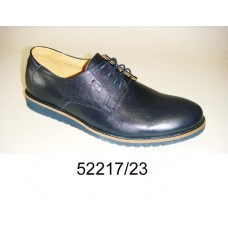 Men's blue leather shoes, model 52217-23
